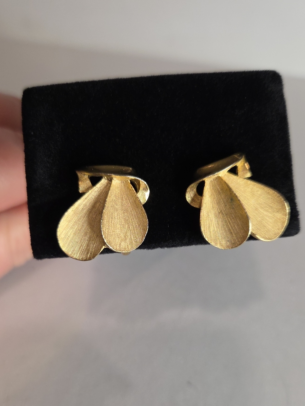 Trifari Gold-tone Petal Clip-On Earrings